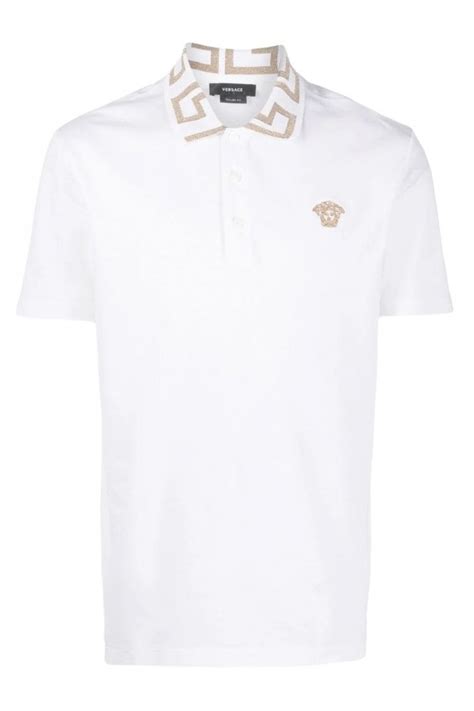 versace greca trim t shirt|Greca Collar Polo Shirt White .